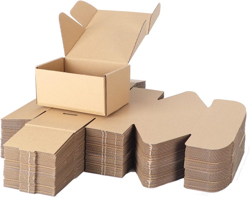 PHAREGE 6x4x3 inch Shipping Boxes Bulk 50 Pack Brown, Tab Lock Tuck Top Mailer Boxes for Packaging Small Business, Small Cardboard Gift Boxes for Wrapping Mailing Present - Image 1